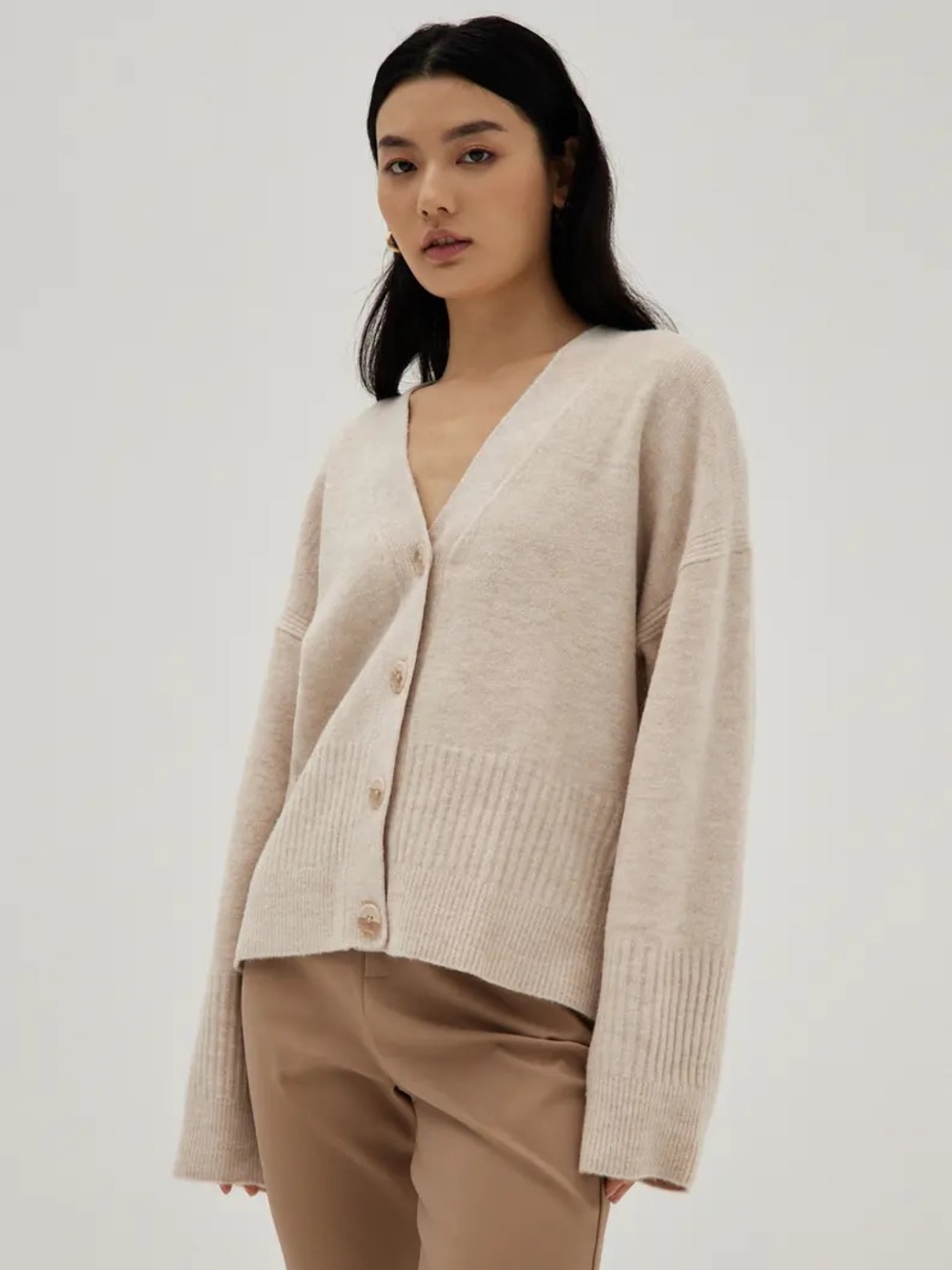 Love Bonito Kaydee Oversized Wool Blend Cardigan US 4 Oat